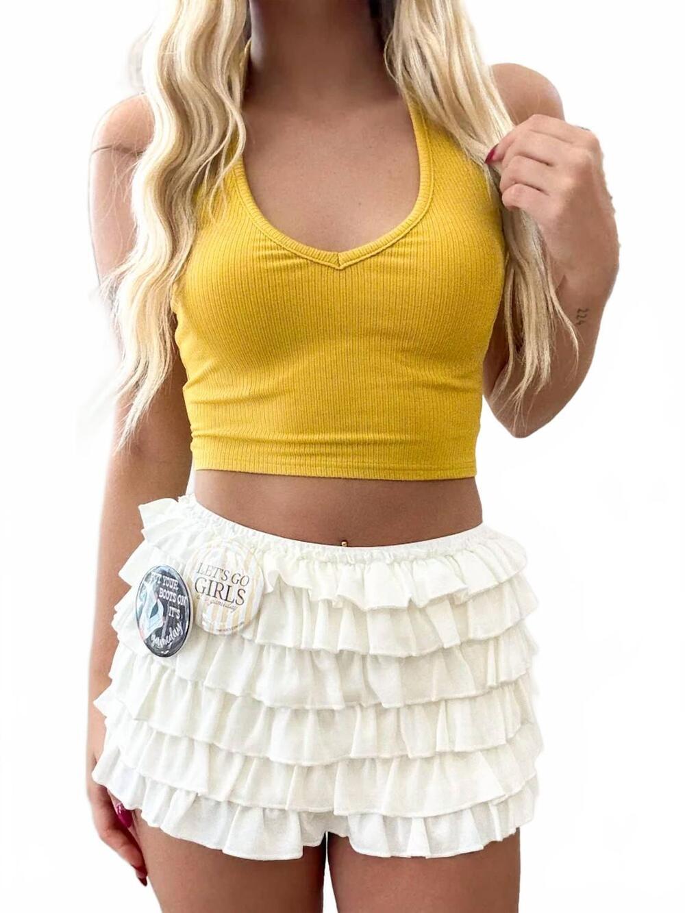 NEW BETTER BE women's center stage ruffle skort in white